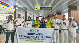 Kontingen dayung PODSI Maluku Utara pada PON XXI 2024.
