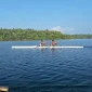 Atlet dayung PODSI Maluku Utara saat menjalani sesi latihan di Talaga Paca.
