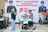 Polda Malut saat melakukan sunatan massal dan donor darah gratis.(Foto/Humas)
