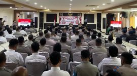 Pertemuan Kapolda Malut bersama dengan PJU Polres Halut dan sejumlah anggota.