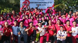 Polres Pulau Morotai Olahraga bersama, sambut hari Bhayangkara ke-79.(foto/istimewa)