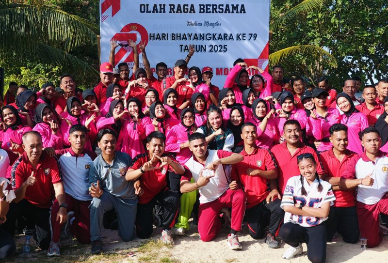 Polres Pulau Morotai Olahraga bersama, sambut hari Bhayangkara ke-79.(foto/istimewa)