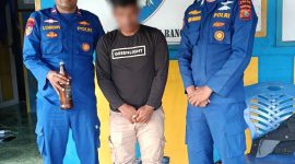 Polairud Polda Malut amankan satu nelayan saat melakukan pengeboman ikan.