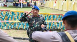 Kapolda Malut, Irjen Pol. Waris Agono pimpin upcara tunggal pensucian tunggal Batalyon Pelopor.(foto/humas).