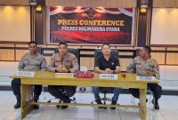 Polres Halut gelar Pres Conference terkait pelimpahan dugaan kasus oknum Polisi yang melakukan penistaan agama.