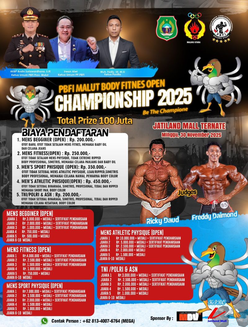 PBFI Malut gelar body fitnes open Championship tahun 2025