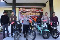 Polres Halut gelar Pres Conference kasus pencurian, barang bukti berhasil diamankan.(foto/humas) 
