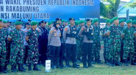 Polda Malut kerahkan personil untuk pengamanan kedatangan Wakil Presiden.(foto/humas)