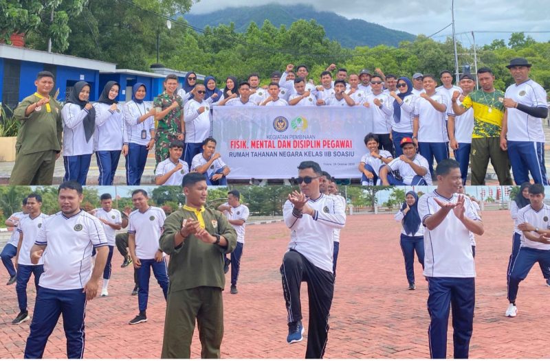 Rutan Soasiu gelar pelatihan bela diri di pantai Tugulufa.(foto/humas)