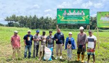 Ketua KNPI Halut, David Martin didampingi Ketua DPR Haut, Jumar Mafoloi, memberikan pupuk kepada petani binaan Pemuda Muhammadiyah.(foto/istimewa)
