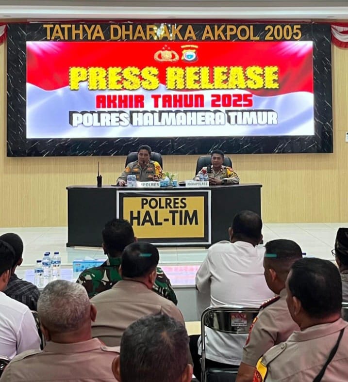 Polres Halmahera Timur Rilis Akhir Tahun 2025, Kasus Kamtibmas Naik, 182 Peredaran Miras Ilegal Dibongkar