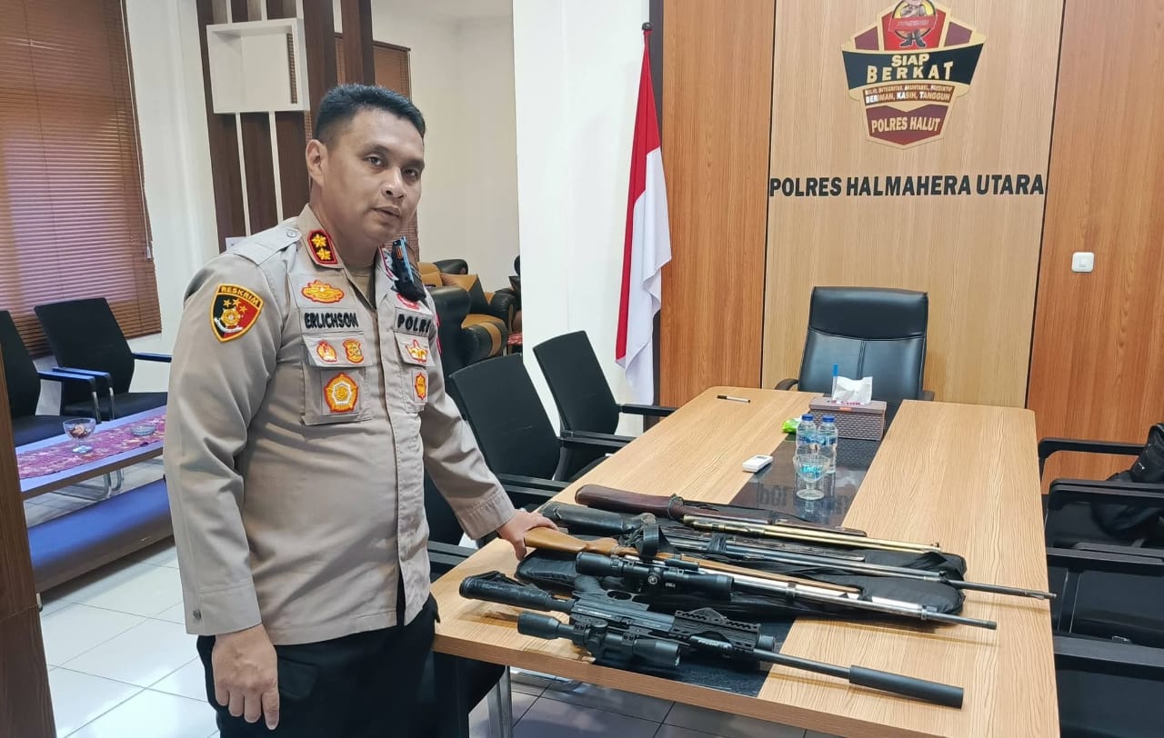 Bentrok Antara Pemuda Pecah Di Galela Barat, Aparat Gabungan Sisir 2 Desa, Senapan Angin Hingga Miras Disita