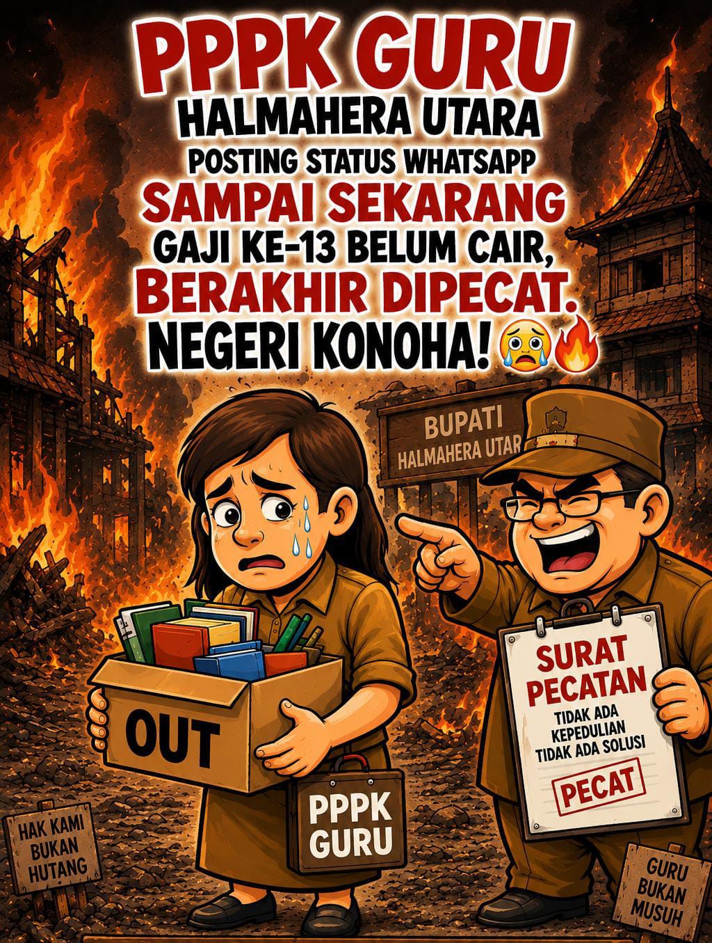 Bupati Halut Pecat Guru P3K Usai Unggah Status Di WhatsApp Soal THR Dan Gaji Ke-13, Korban Klaim Tak Pernah Diberi Teguran